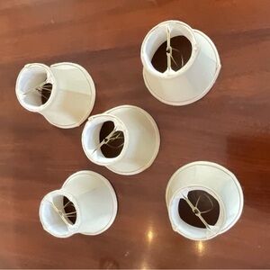 5- OFF WHITE LINED CHANDELIER/ SCONCE SHADES
